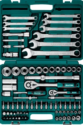 Набор KRAFTOOL &quot;EXPERT QUALITAT&quot;: Торцовые головки &quot;SUPER LOCK&quot; с присоединит квадратом, 1/2&quot;,1/4&quot;,82 предмета 27887-H82_z03 купить в Муравленко