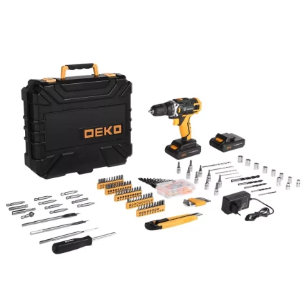 Дрель аккумуляторная DEKO DKCD20FU-Li, 063-4143 + набор 193 аксессуара купить в Муравленко