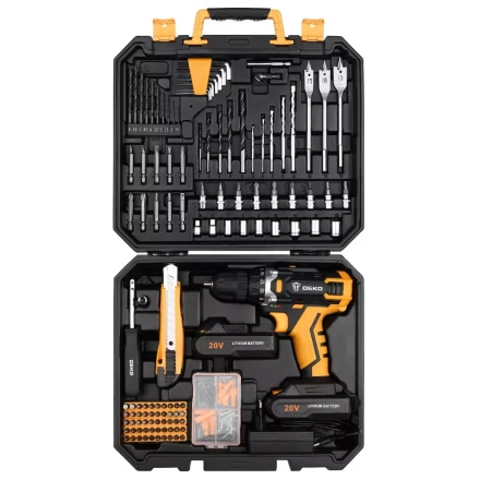 Дрель аккумуляторная DEKO DKCD20FU-Li, 063-4143 + набор 193 аксессуара купить в Муравленко