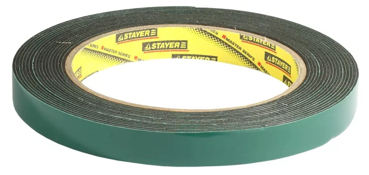 Двухсторонняя клейкая лента на вспененной основе, STAYER Professional 12233-12-05, черная, 12мм х 5м 12233-12-05 купить в Муравленко