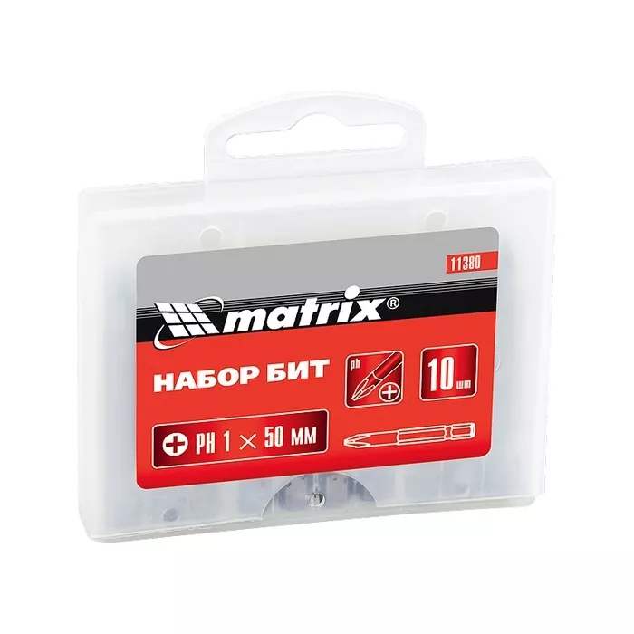 Набор бит Ph1 х 50 мм,сталь 45Х 10 штук в пласт. боксе MTX 113809 купить в Муравленко