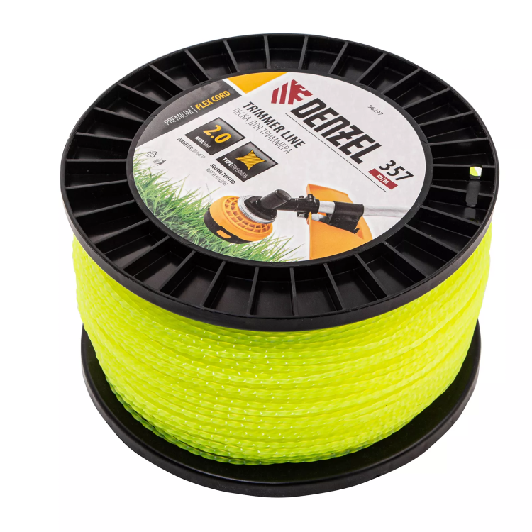 Леска для триммера витой квадрат, 2,0мм х 357м, на DIN катушке FLEX CORD// Denzel 96297 купить в Муравленко
