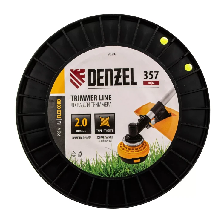 Леска для триммера витой квадрат, 2,0мм х 357м, на DIN катушке FLEX CORD// Denzel 96297 купить в Муравленко