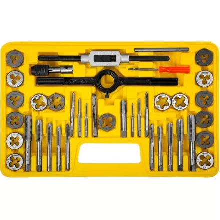 Набор метчиков и плашек STAYER &quot;MASTER&quot;, плашки 17шт, метчики 17шт, метчикодерж. 2шт, плашкодерж. 1шт, резьбомер 1шт, отвертка 1шт, 40 предметов 2805-H40_z01 купить в Муравленко