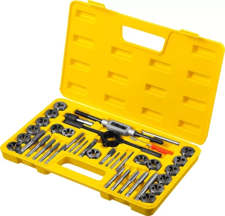 Набор метчиков и плашек STAYER &quot;MASTER&quot;, плашки 17шт, метчики 17шт, метчикодерж. 2шт, плашкодерж. 1шт, резьбомер 1шт, отвертка 1шт, 40 предметов 2805-H40_z01 купить в Муравленко