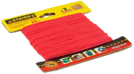 Шнур STAYER &quot;MASTER&quot; хозяйственно-бытовой, полипропиленовый, вязанный, с сердечником, красный, d 3, 20м 50415-03-020 купить в Муравленко