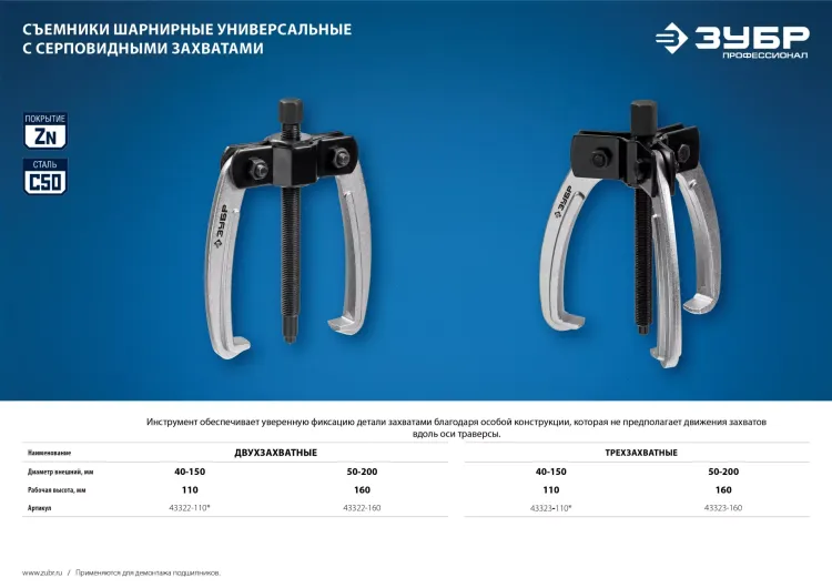 Съемники шарнирные 3-захватные с серповидными захватами серия ПРОФЕССИОНАЛ купить в Муравленко