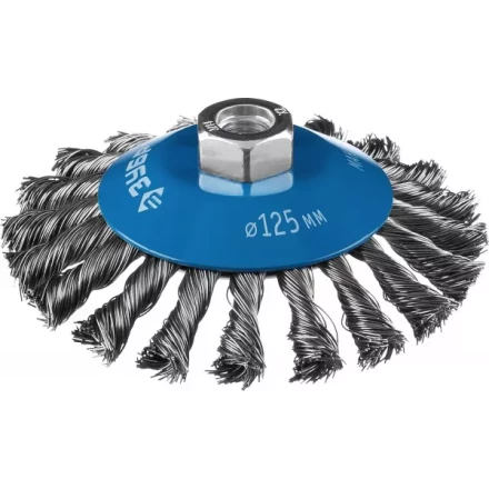 ЗУБР &quot;ПРОФЕССИОНАЛ&quot;. Щетка коническая для УШМ, плетеные пучки стальной проволоки 0,5мм, 125ммхМ14 35269-125_z02 купить в Муравленко