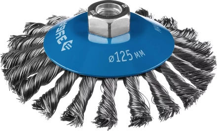 ЗУБР &quot;ПРОФЕССИОНАЛ&quot;. Щетка коническая для УШМ, плетеные пучки стальной проволоки 0,5мм, 125ммхМ14 35269-125_z02 купить в Муравленко