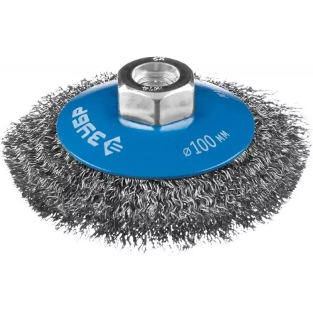 ЗУБР &quot;ПРОФЕССИОНАЛ&quot;. Щетка коническая для УШМ, витая стальная проволока 0,3мм, 100ммхМ14 35265-100_z02 купить в Муравленко