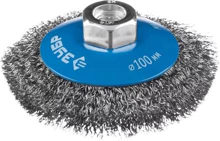 ЗУБР &quot;ПРОФЕССИОНАЛ&quot;. Щетка коническая для УШМ, витая стальная проволока 0,3мм, 100ммхМ14 35265-100_z02 купить в Муравленко