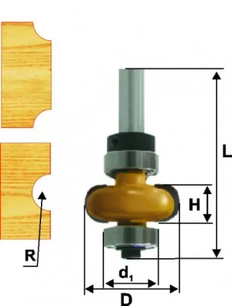Фреза кромочная галтельная Ф254Х95 мм R48 мм хвостовик 8 мм 46391 купить в Муравленко