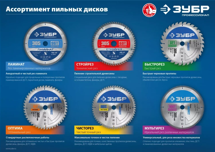 ЗУБР Ламинат, 305 х 30 мм, 96Т, пильный диск по ламинату, Профессионал (36930-305-30-96) купить в Муравленко