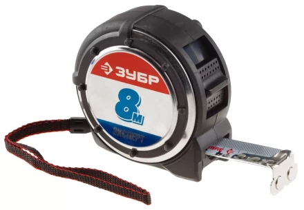 Рулетка ЗУБР &quot;ЭКСПЕРТ&quot; &quot;АНТЕЙ&quot;, металлический обрезиненный корпус, полотно с нейлоновым напылением, 8мх25мм 34053-08-25 купить в Муравленко