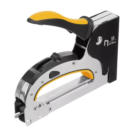 Степлер мебельный Denzel 40211, стальной корпус, быстрая загрузка, регул. силы удара, тип 53, 4-14 мм купить в Муравленко