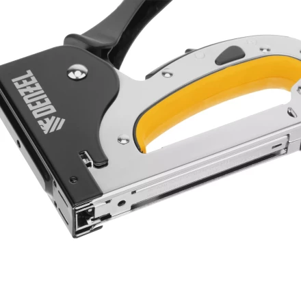 Степлер мебельный Denzel 40211, стальной корпус, быстрая загрузка, регул. силы удара, тип 53, 4-14 мм купить в Муравленко