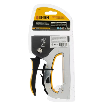 Степлер мебельный Denzel 40211, стальной корпус, быстрая загрузка, регул. силы удара, тип 53, 4-14 мм купить в Муравленко
