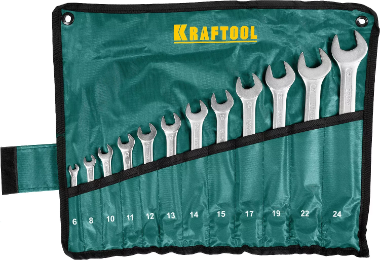 Набор комбинированных гаечных ключей 12 шт, 6 - 24 мм, KRAFTOOL 27079-H12 купить в Муравленко