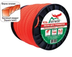 Леска для триммера SQUARE TWIST (квадрат крученый) катушка 3,5ММХ164М купить в Муравленко