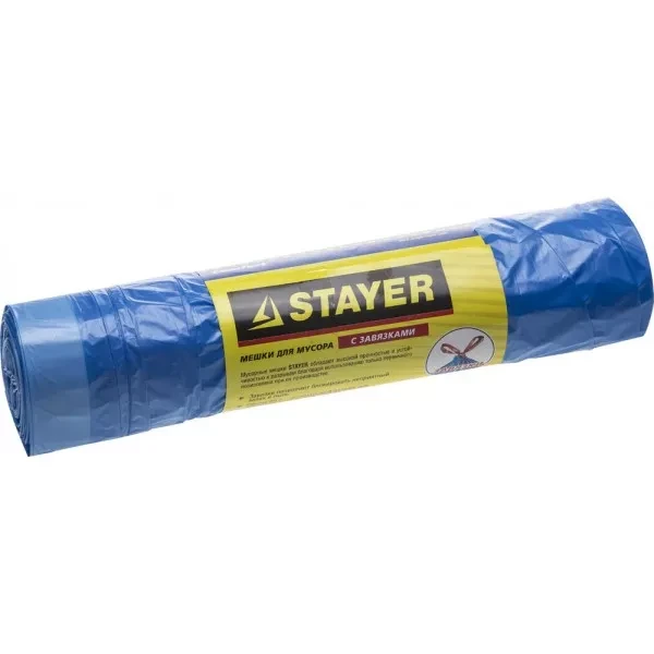Мешки для мусора STAYER "Comfort" завязками, голубые, 30л, 20шт 39155-30 купить в Муравленко