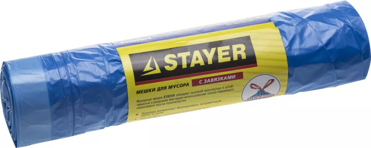 Мешки для мусора STAYER "Comfort" завязками, голубые, 30л, 20шт 39155-30 купить в Муравленко