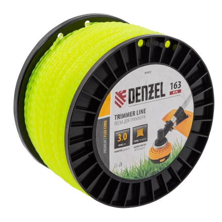Леска для триммера витой квадрат, 3,0мм х 163м, на DIN катушке FLEX CORD// Denzel 96802 купить в Муравленко