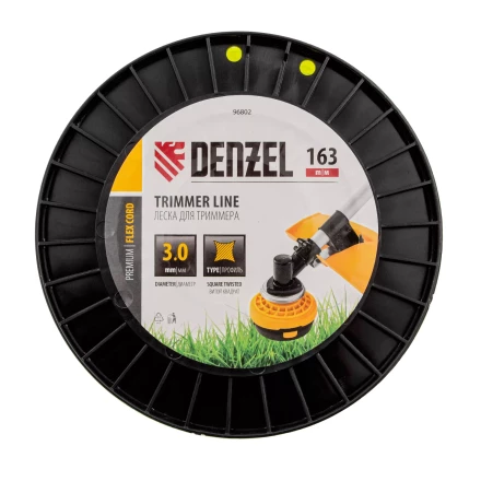 Леска для триммера витой квадрат, 3,0мм х 163м, на DIN катушке FLEX CORD// Denzel 96802 купить в Муравленко