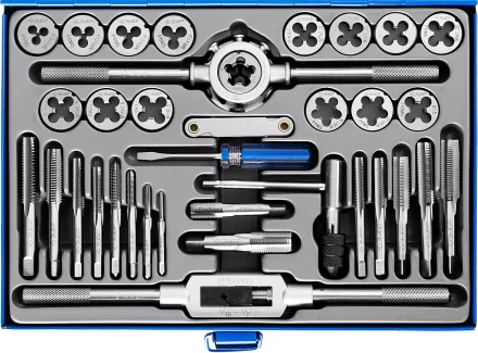 Набор метчиков и плашек ЗУБР &quot;ПРОФЕССИОНАЛ&quot;, сталь Р6М5, 35 предметов 28110-H35 купить в Муравленко