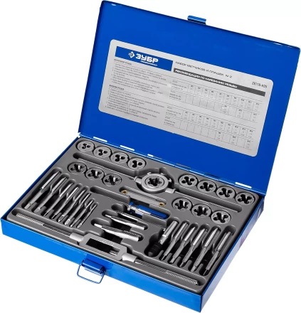 Набор метчиков и плашек ЗУБР &quot;ПРОФЕССИОНАЛ&quot;, сталь Р6М5, 35 предметов 28110-H35 купить в Муравленко