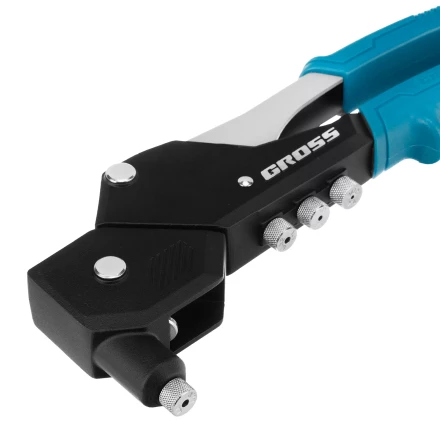 Заклепочник ручной Gross 40418, 290 мм, поворотный, 0-360, заклепки 2,4-3,2-4,0-4,8 мм купить в Муравленко