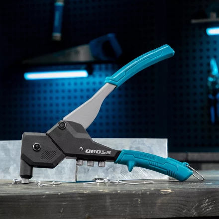 Заклепочник ручной Gross 40418, 290 мм, поворотный, 0-360, заклепки 2,4-3,2-4,0-4,8 мм купить в Муравленко