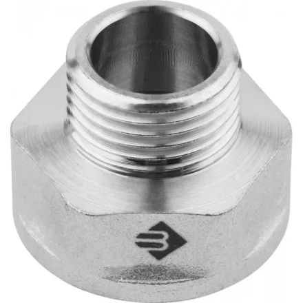 Переходник ЗУБР &quot;ЭКСПЕРТ&quot; удлиненный цилиндрический, никелированная латунь, 3/4&quot;х1/2&quot; 51283-3/4-1/2 купить в Муравленко