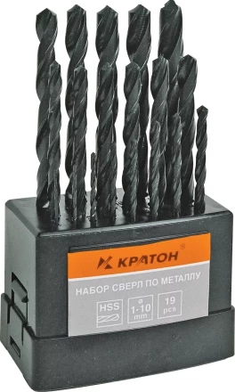 Набор сверл по мет 1,0-10,0 мм 19 шт Кратон 1 05 01 006 купить в Муравленко