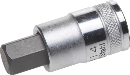 Торцовая бита-головка KRAFTOOL &quot;INDUSTRIE QUALITAT&quot;, материал S2, HEX, сатинированная, 1/2&quot;, H14 27908-14_z01 купить в Муравленко