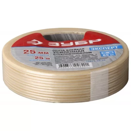 Лента ЗУБР &quot;ЭКСПЕРТ&quot; клеящая однонаправленная, усиленная стекловолокном, 25мм х 25м 12071-25-25 купить в Муравленко