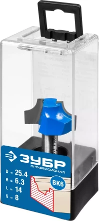 ЗУБР 25.4 x 14 мм, радиус 6.3 мм, фреза пазовая фасонная №1, Профессионал (28740-25.4) купить в Муравленко
