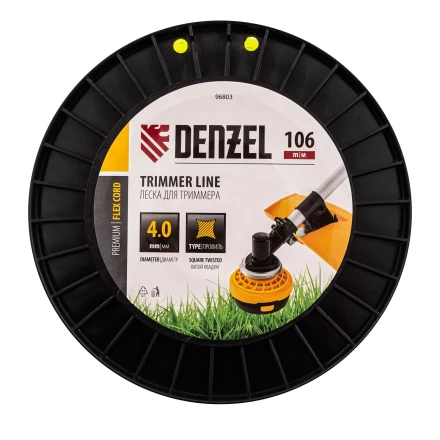 Леска для триммера витой квадрат, 4,0мм х 106м, на DIN катушке FLEX CORD// Denzel 96803 купить в Муравленко