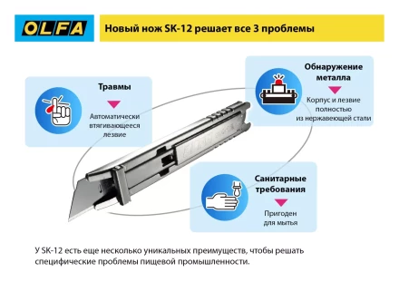 Лезвие OLFA, трапециевидное для SK-12 OL-SKB-2S/10B купить в Муравленко