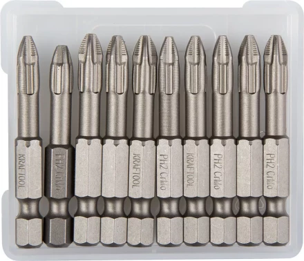 Биты &quot;ЕХPERT&quot; торсионные кованые, обточенные, KRAFTOOL 26121-2-50-10, Cr-Mo сталь, тип хвостовика E 1/4&quot;, PH2, 50мм, 10шт 26121-2-50-10 купить в Муравленко