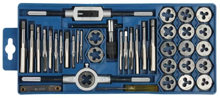 Набор ЗУБР &quot;МАСТЕР&quot; с металлореж. инструментом, метчики однопроходные и плашки М3-М12, оснастка - в пласт. боксе 40пред. 2810-H40_z01 купить в Муравленко