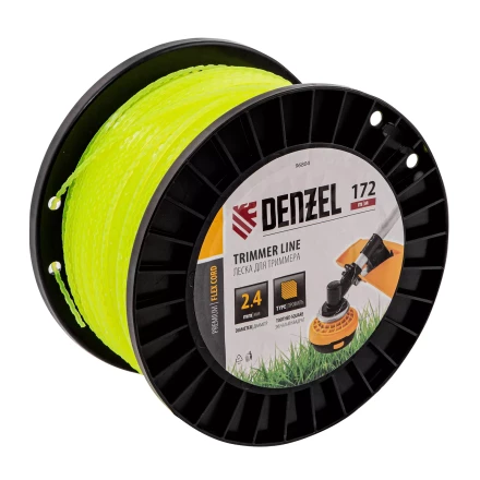 Леска для триммера зубчатый квадрат, 2,4мм х 172м, на DIN катушке FLEX CORD// Denzel 96804 купить в Муравленко
