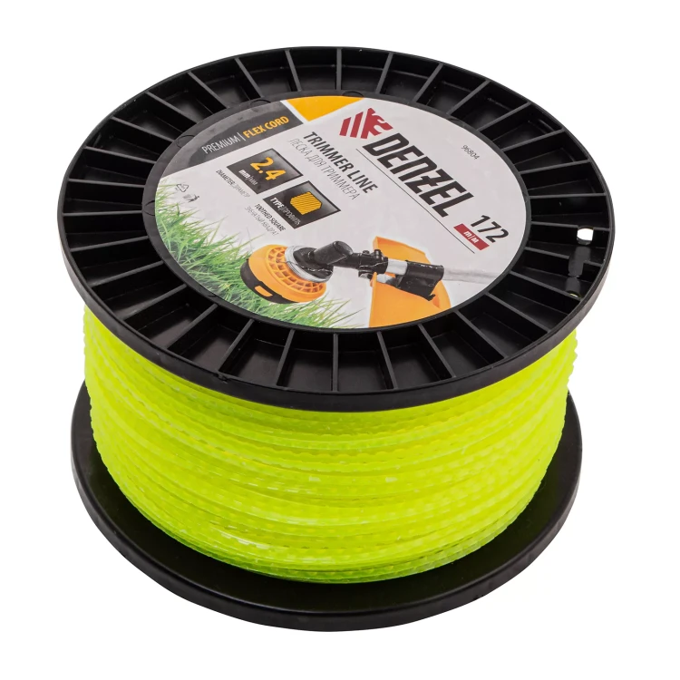 Леска для триммера зубчатый квадрат, 2,4мм х 172м, на DIN катушке FLEX CORD// Denzel 96804 купить в Муравленко