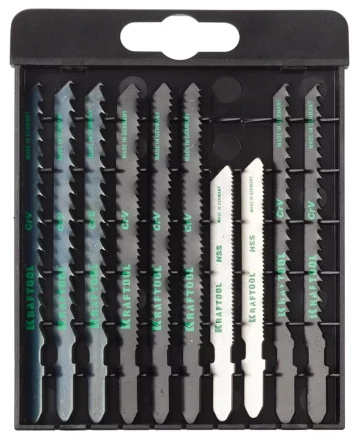 Набор KRAFTOOL Полотна для эл/лобзика, по дереву, ДСП, фанере, мягкому листовому металлу, EU-хвост., 10шт 159590-H10 купить в Муравленко