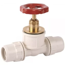 Кран ЗУБР "ШиреФит" запорный в сборе "штуцер с гайкой - кран запорный с маховиком- штуцер с гайкой", 16мм 51571-16