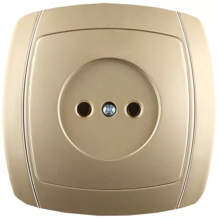 Розетка СВЕТОЗАР &quot;АКЦЕНТ&quot; одинарная в сборе, без заземления, цвет золотой металлик, 16А/~250В SV-54200-GM купить в Муравленко