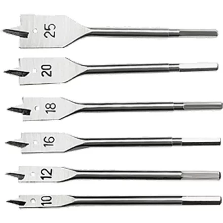 Набор сверл перовых по дереву 10-12-16-18-20-25 мм 6 штук 6-гранный хвостовик СИБРТЕХ 704155 купить в Муравленко