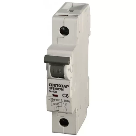 Выключатель автоматический СВЕТОЗАР &quot;ПРЕМИУМ&quot; 1-полюсный, 32 A, &quot;C&quot;, откл. сп. 6 кА, 230 / 400 В SV-49021-32-C купить в Муравленко