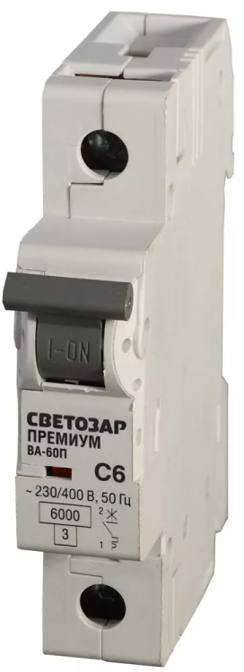 Выключатель автоматический СВЕТОЗАР "ПРЕМИУМ" 1-полюсный, 32 A, "C", откл. сп. 6 кА, 230 / 400 В SV-49021-32-C купить в Муравленко