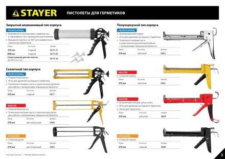 Пистолет для герметика STAYER &quot;STANDARD&quot; 0660, полукорпусной, гладкий шток, 310мл 0660 купить в Муравленко