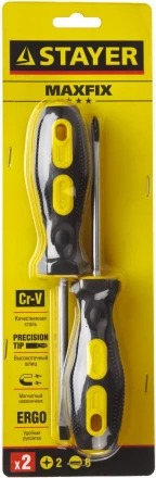 Набор STAYER &quot;MASTER&quot;: Отвертки слесарные, двухкомпонентная рукоятка, магнитный наконечник, 2 / 6мм - 100мм, 2шт 2513-H2_z01 купить в Муравленко